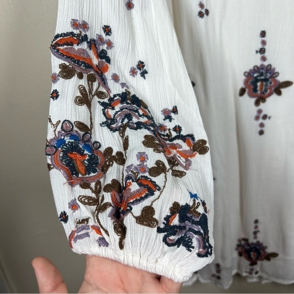 Free People Womens Oxford Boho Embroidered White Floral Flowy Dress NWT Small - Picture 5 of 11